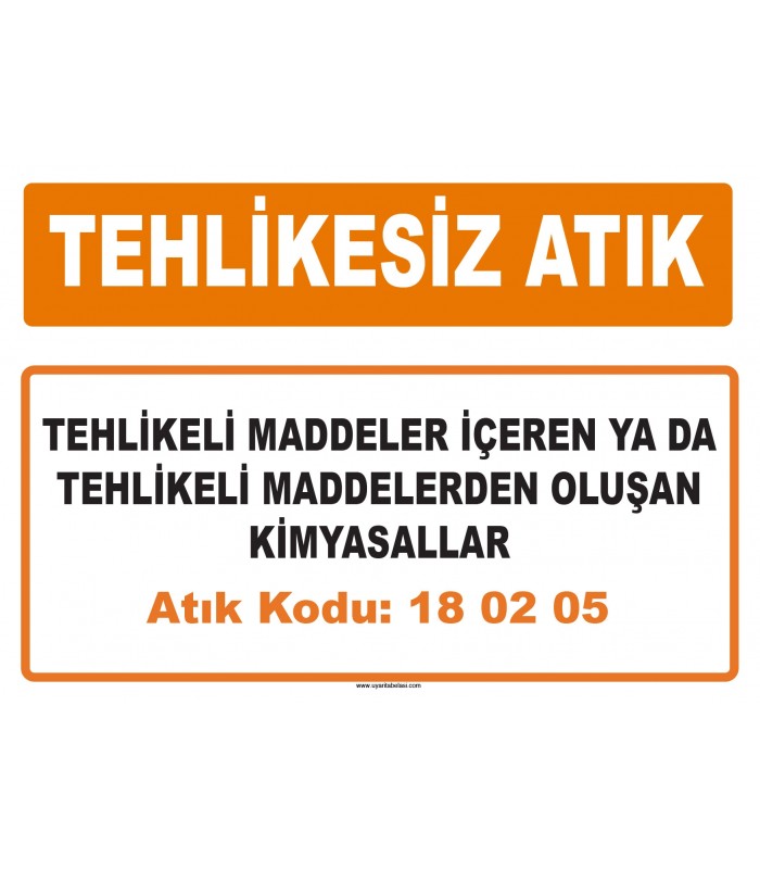 MA 180205 - Tehlikeli maddeler içeren ya da tehlikeli maddelerden oluşan kimyasallar