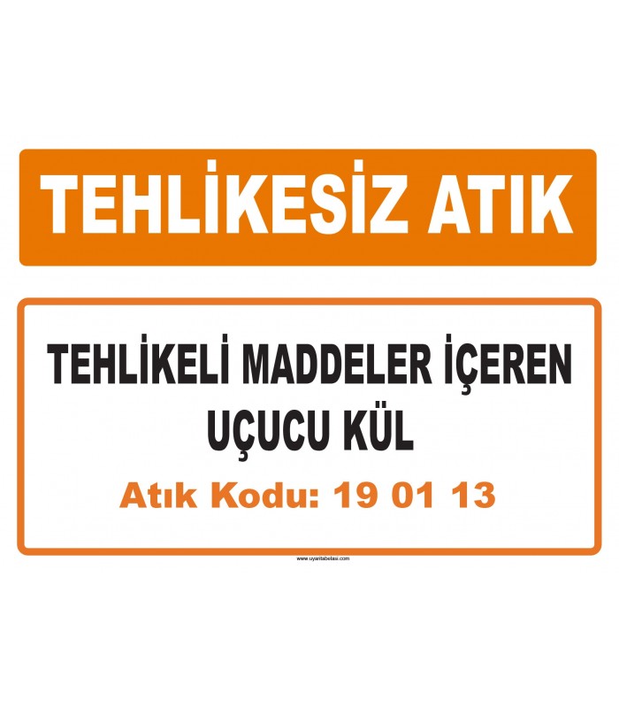 MA 190113 - Tehlikeli maddeler içeren uçucu kül