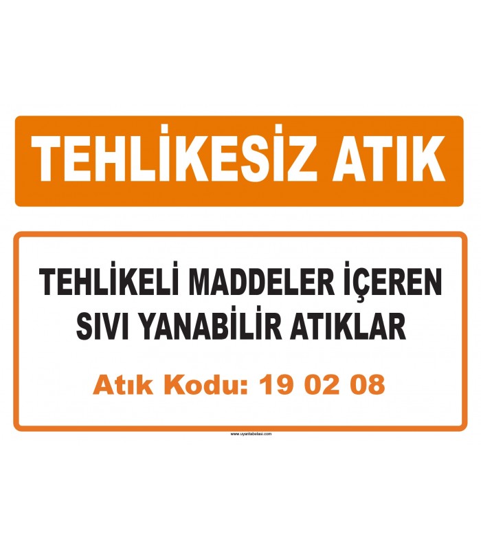MA 190208 - Tehlikeli maddeler içeren sıvı yanabilir atıklar