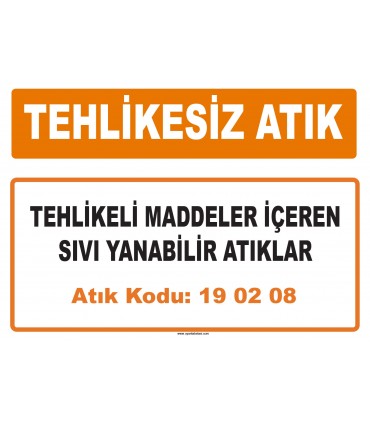 MA 190208 - Tehlikeli maddeler içeren sıvı yanabilir atıklar