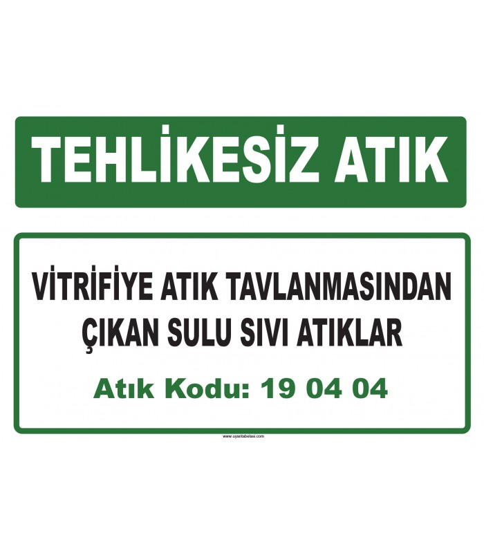 A 190404 - Vitrifiye atık tavlanmasından çıkan sulu sıvı