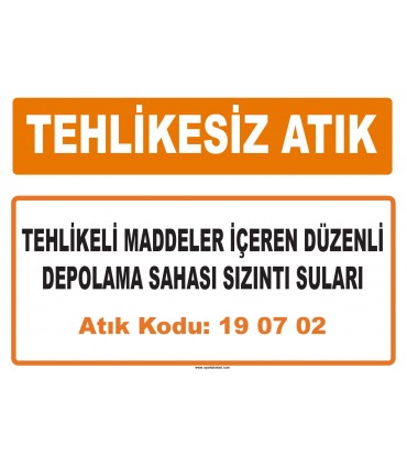 MA 190702 - Tehlikeli maddeler içeren düzenli depolama sahası sızıntı suları