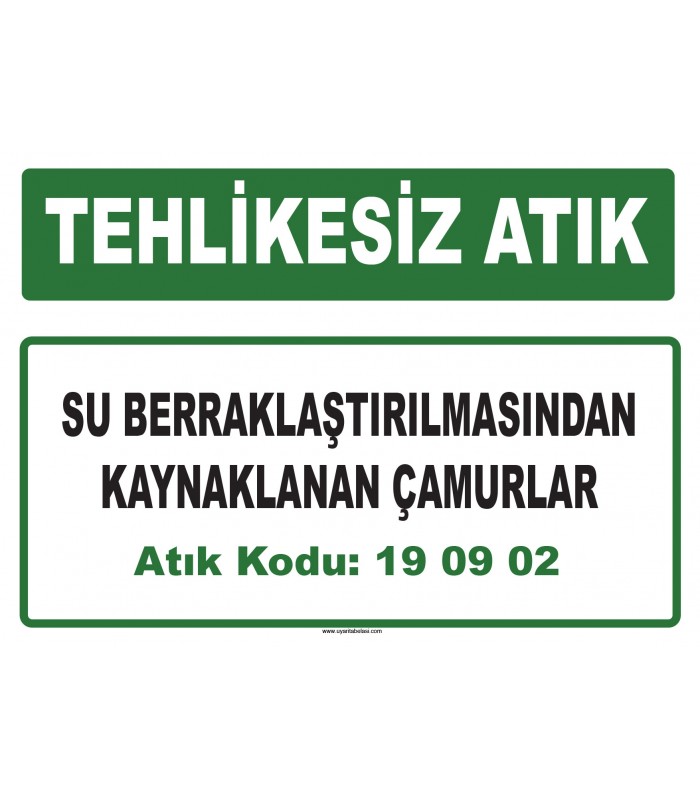A 190902 - Su berraklaştırılmasından kaynaklanan çamurlar