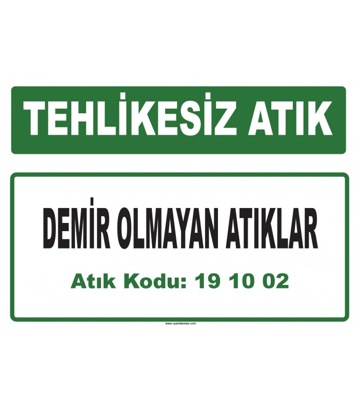 A 191002 - Demir olmayan atıklar