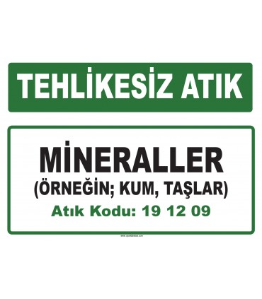 A 191209 - Mineraller (örneğin kum, taşlar)