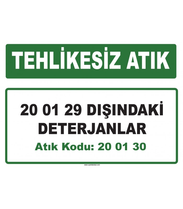 A 200130 - 20 01 29 dışındaki deterjanlar