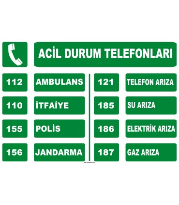AT 1222 - Acil Durum Telefonları