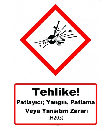 GHS 1014 - Tehlike, Patlayıcı, yangın, patlama veya yansıtım zararı (H203)