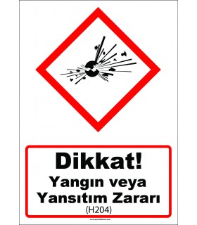 GHS 1015 - Dikkat, Yangın veya Yansıtım Zararı (H204)