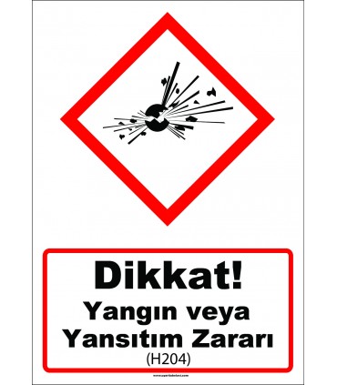 GHS 1015 - Dikkat, Yangın veya Yansıtım Zararı (H204)