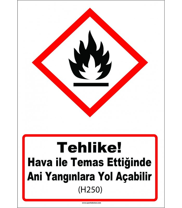 GHS 1031 - Tehlike, Hava ile temas ettiğinde ani yangınlara yol açabilir (H250)