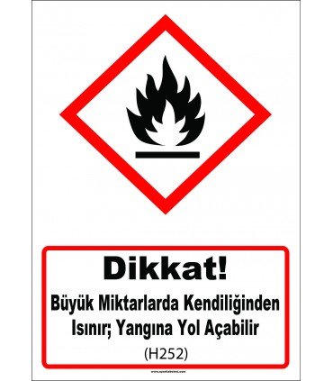 GHS 1033 - Dikkat, Büyük miktarlarda kendiliğinden ısınır, yangına yol açabilir (H252)