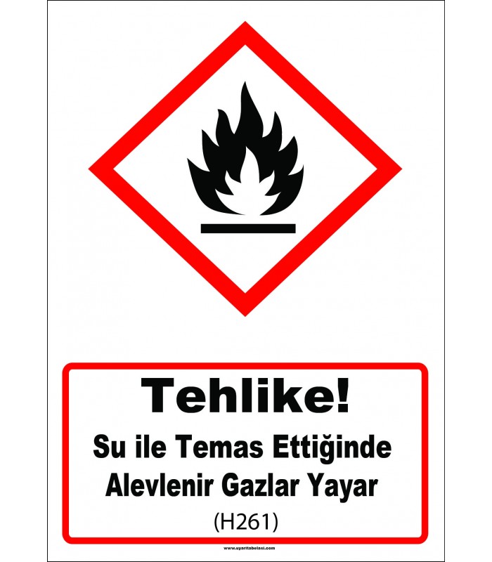 GHS 1035 - Tehlike, Su ile temas ettiğinde alevlenir gazlar yayar (H261)