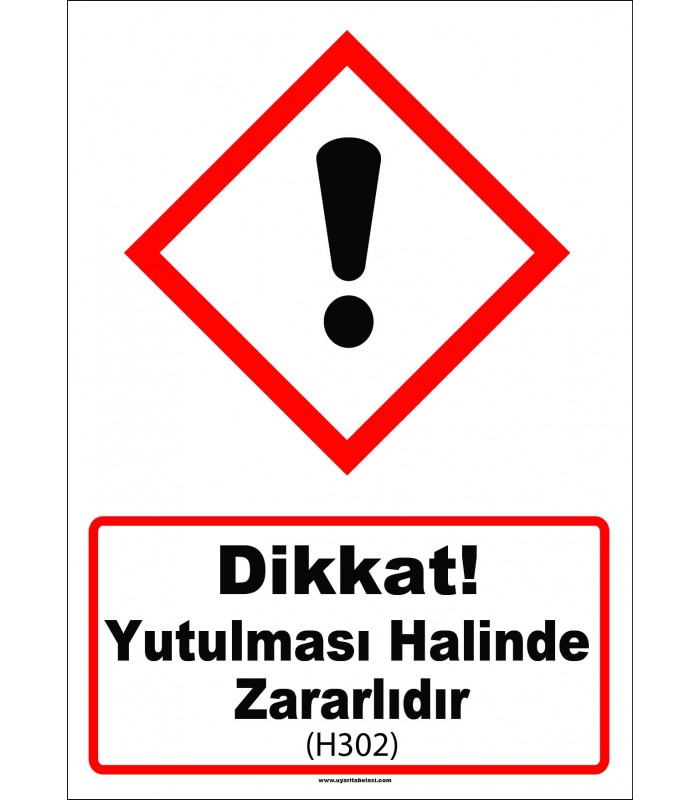 GHS 1041 - Dikkat, Yutulması halinde zararlıdır (H302)
