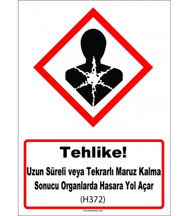 GHS 1056 - Tehlike, Uzun süreli veya tekrarlı maruz kalma sonucu organlarda hasara yol açar (H372)
