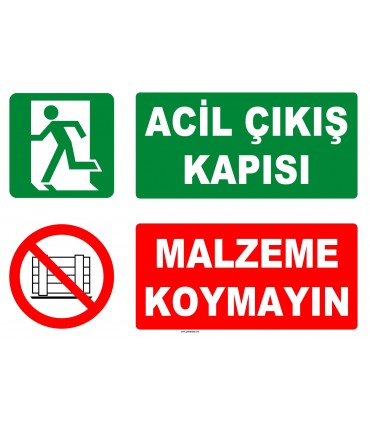 AT 1237 - Acil Çıkış Kapısı, Malzeme Koymayın, Sola Koşan