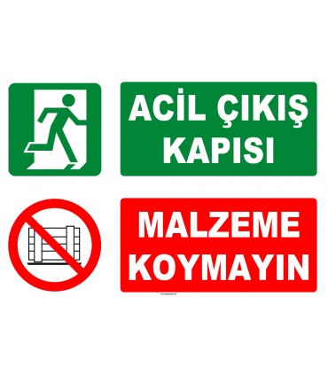 AT 1238 - Acil Çıkış Kapısı, Malzeme Koymayın, Sağa Koşan