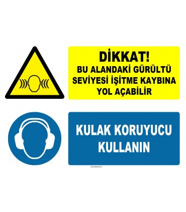AT 1250 - Dikkat, Bu Alandaki Gürültü Seviyesi İşitme Kaybına Yol Açabilir, Kulak Koruyucu Kullanın