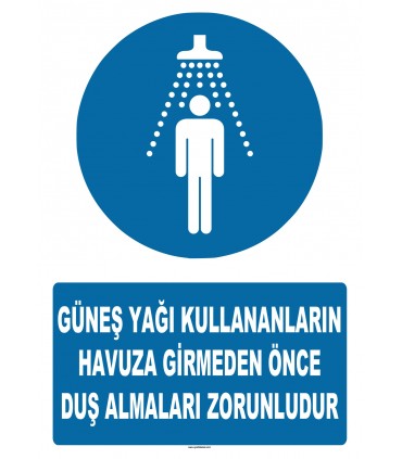 AT 1276 -  Güneş Yağı Kullananların Havuza Girmeden Önce Duş Almaları Zorunludur
