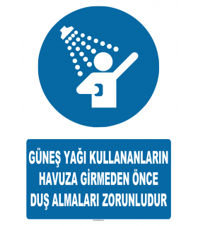 AT 1284 -  Güneş Yağı Kullananların Havuza Girmeden Önce Duş Almaları Zorunludur