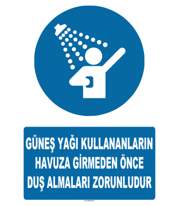 AT 1284 -  Güneş Yağı Kullananların Havuza Girmeden Önce Duş Almaları Zorunludur