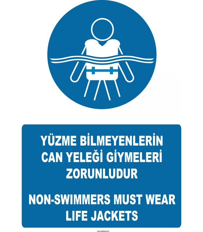 AT 1286 -  Türkçe-İngilizce Yüzme Bilmeyenlerin Can Yeleği Giymeleri Zorunludur