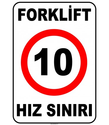 AT 1425 - Forklift Kapalı Alan Hız Sınırı, 10 km/saat