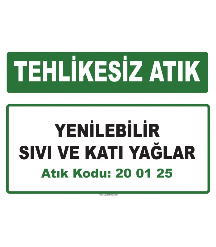 A200125 - Yenilebilir sıvı ve katı yağlar