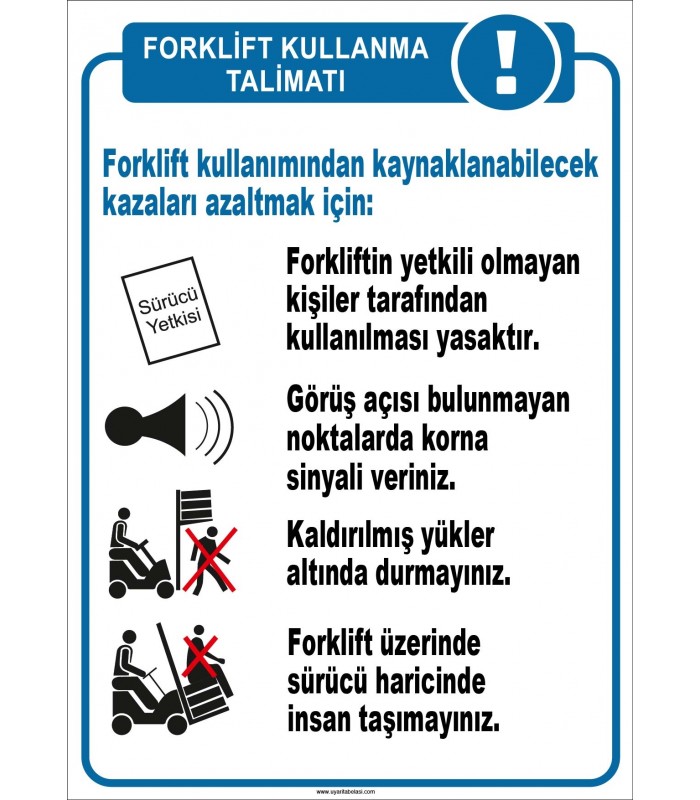 YT7168 - Forklift kullanma talimatı