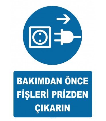 YT7275 - Bakımdan önce fişleri prizden çıkarın