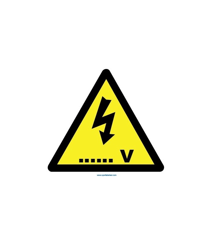 YT7307 - Elektrik tehlikesi (değeri siz bildirin) volt işareti levhası/etiketi
