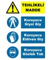 YT7450 - Tehlikeli madde, koruyucu giysi giy, koruyucu eldiven giy, koruyucu gözlük tak
