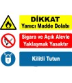 YT7457 - Dikkat yanıcı madde dolabı, sigara ve açık alevle yaklaşmak yasaktır, kilitli tutun