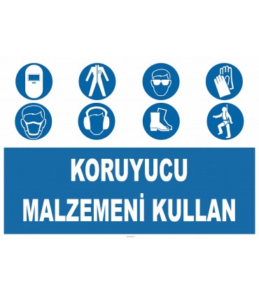YT7487 - Koruyucu malzemeni kullan, yüz siperi, gözlük, eldiven, ayakkabı, emniyet kemeri, iş ayakkabısı, maske, giysi