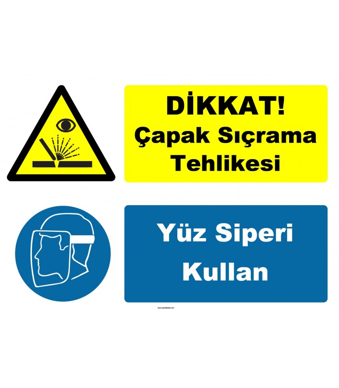 YT7611 - Dikkat çapak sıçrama tehlikesi, yüz siperi kullan