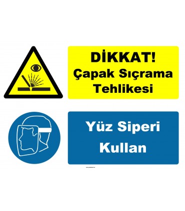 YT7611 - Dikkat çapak sıçrama tehlikesi, yüz siperi kullan