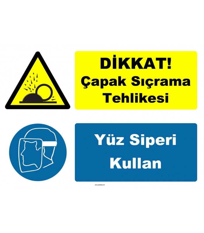YT7614 - Dikkat çapak sıçrama tehlikesi, yüz siperi kullan
