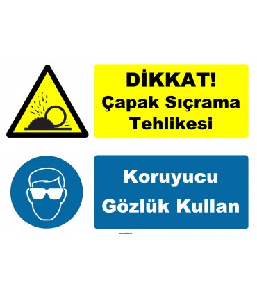 YT7617 - Dikkat çapak sıçrama tehlikesi, koruyucu gözlük kullan