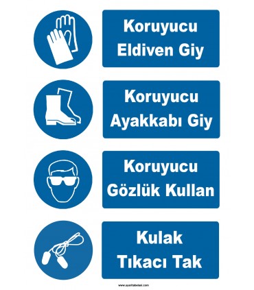 YT7651 - Koruyucu eldiven, ayakkabı giy, gözlük kullan, kulak tıkacı tak