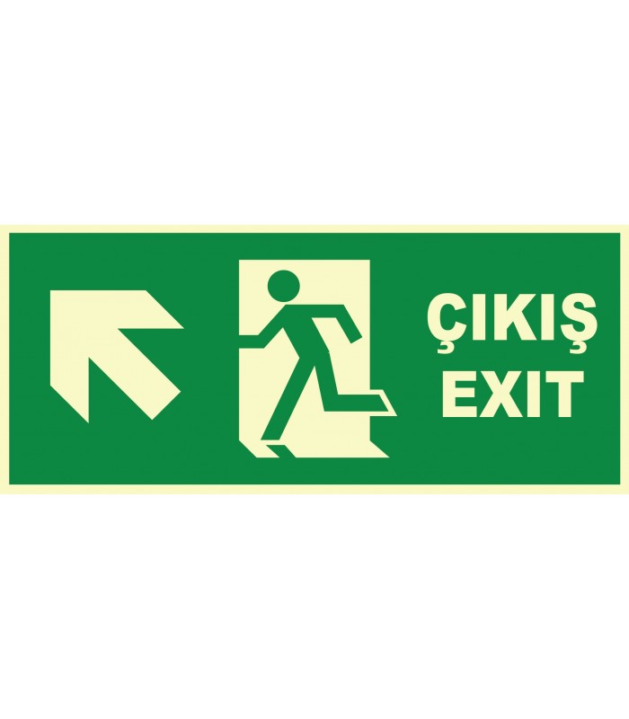 YT7670 - Fosforlu Acil Çıkış/Exit, Sol Yukarı