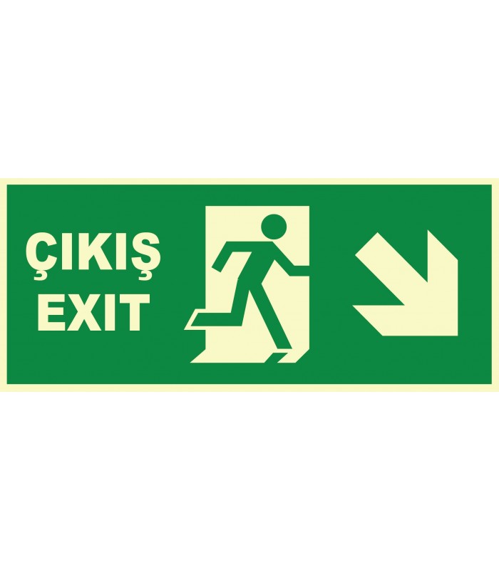 YT7673 - Fosforlu Acil Çıkış/Exit, Sağ aşağı
