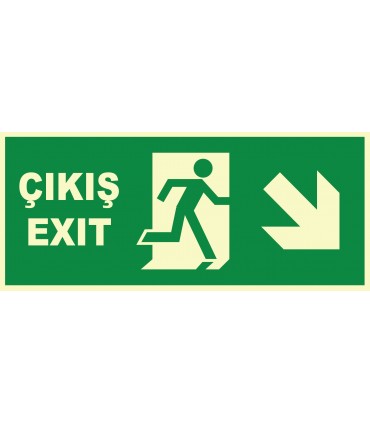 YT7673 - Fosforlu Acil Çıkış/Exit, Sağ aşağı