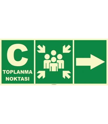 YT7704 - Fosforlu C Acil Toplanma Noktası, sağ yön işareti