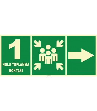 YT7693 - Fosforlu 1 Nolu Acil Toplanma Noktası, sağ yön işareti