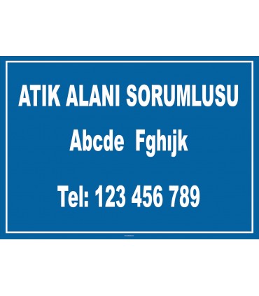 YT7766 - Atık Alanı Sorumlusu İletişim Bilgileri (Sorumlunun adı, soyadı ve telefonunu bize bildirin)