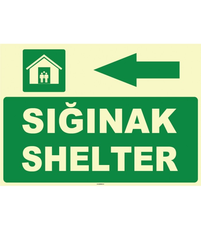 ZY1053 - Türkçe İngilizce Sığınak, Shelter, sol tarafta