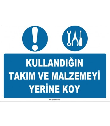 ZY1104 - Kullandığın takım ve malzemeyi yerine koy