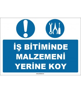 ZY1101 - İş bitiminde malzemeni yerine koy