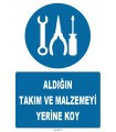 ZY1106 - Aldığın takım ve malzemeyi yerine koy