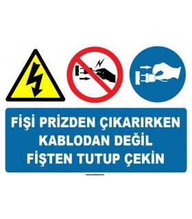 ZY1129 - Fişi prizden çıkarırken, kablodan değil, fişten tutup çekin